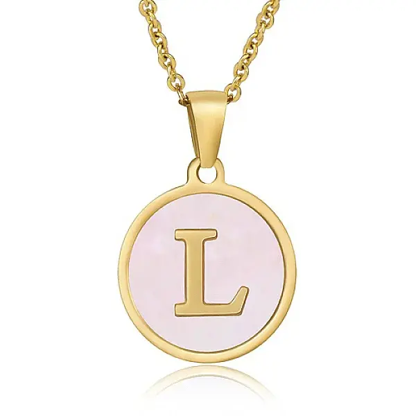 Natural Shell Initial Letter Pendant Necklace