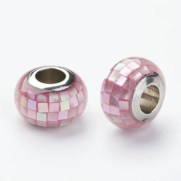 304 Stainless Steel Resin European Beads
