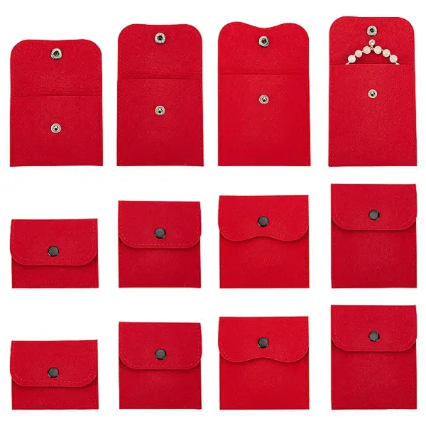 12Pcs 4 Styles Portable Felt Card Cover Bag