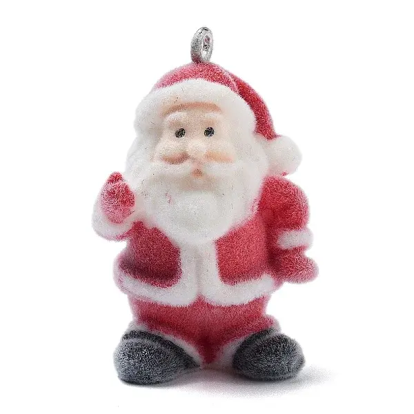 Christmas Theme Flocky Resin Pendants