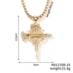 Brass Clear Cubic Zirconia Shiny Dagger Cross Pendant Box Chain Necklaces