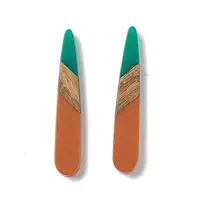 Opaque Resin & Walnut Wood Pendants