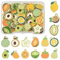 60Pcs 15 Styles Fruit Alloy Enamel Charms
