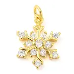 Snowflake Real 18K Gold Plated Rack Plating Brass Micro Pave Cubic Zirconia Pendants Charms