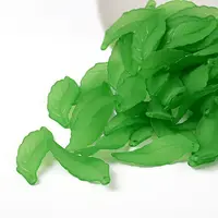 Green Transparent Frosted Acrylic Leaf Pendants for Chunky Necklace Jewelry