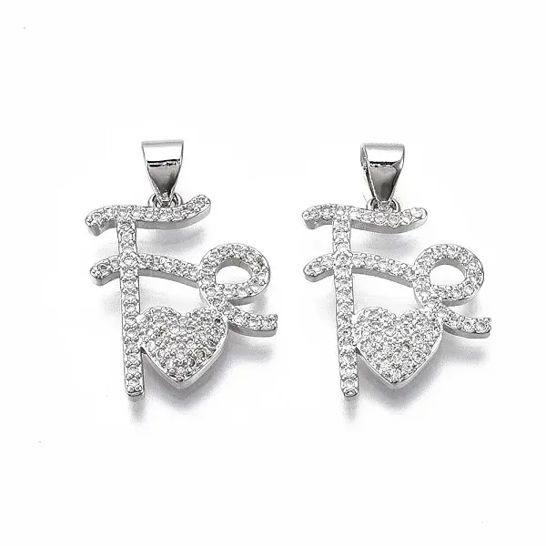 Brass Micro Pave Clear Cubic Zirconia Pendants