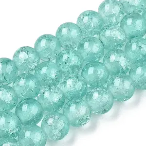 Baking Paint Crackle Glass Bead Strands