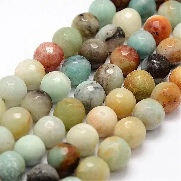 Faceted Natural Flower Amazonite Beads Strands