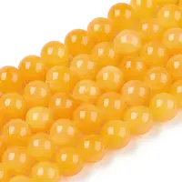 Natural Dyed Yellow Jade Gemstone Bead Strands
