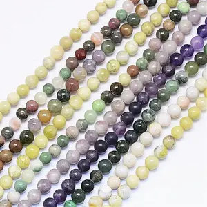 Natural Assorted Stone Round Bead Strands