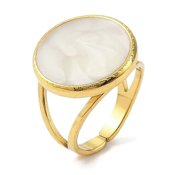 Ion Plating(IP)  304 Stainless Steel Enamel Open Cuff Rings for Women