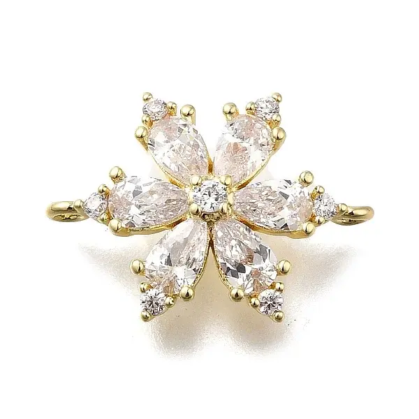 Brass Clear Cubic Zirconia Snowflake Connector Charms