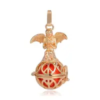 Golden Plated Brass Hollow Round Cage Pendants