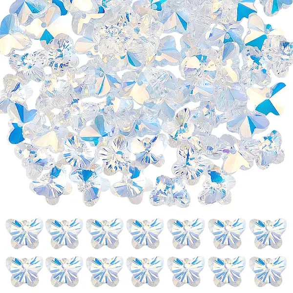 80Pcs Electroplate Glass Charms