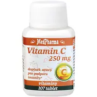MedPharma Vitamin C 250 mg tablety pro podporu imunitního systému, krásnou pleť, nehty a normální stav zubů 107 tbl