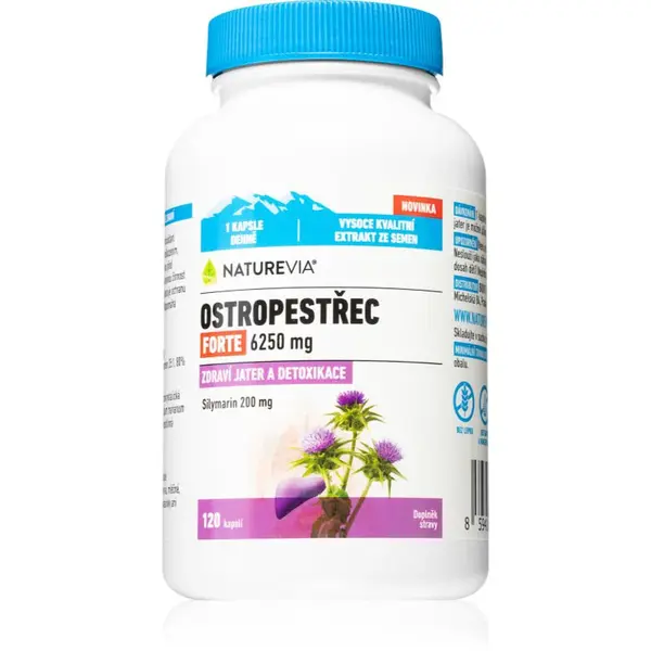 NatureVia Pestrec Forte kapsuly na podporu zdravia pečene 120 cps