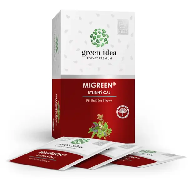 Green Idea Migreen bylinný čaj na podporu tlmenia trešťania hlavy 20 ks