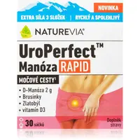 NatureVia UroPerfect Manosa Rapid prášok pre perorálny roztok pre zdravé močové cesty vo vrecúšku 30 ks