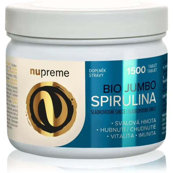 Nupreme Spirulina BIO podpora správneho fungovania organizmu Jumbo 1500 tbl