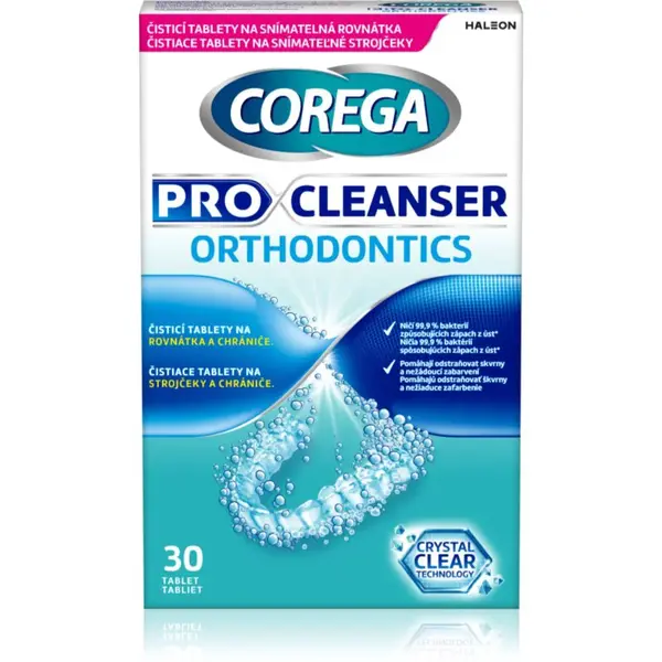 Corega Pro Cleanser Orthodontics tablety na čistenie strojčeka 30 tbl