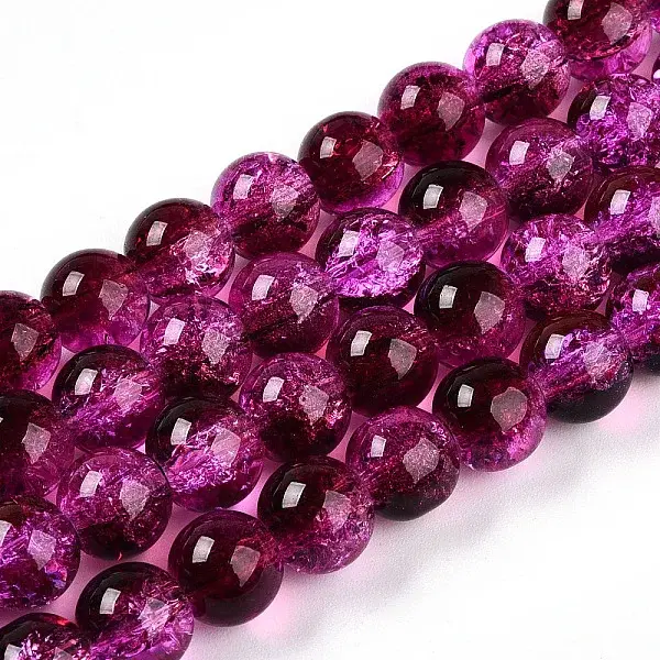 Transparent Crackle Glass Bead Strands