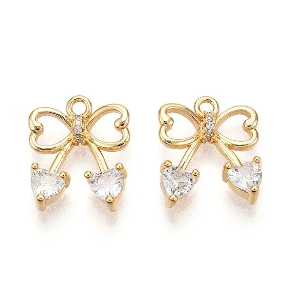 Brass Micro Pave Cubic Zirconia Charms