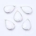Silver Color Plated Brass Glass Teardrop Pendants