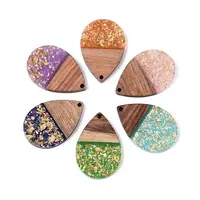 Opaque Resin and Walnut Wood Pendants