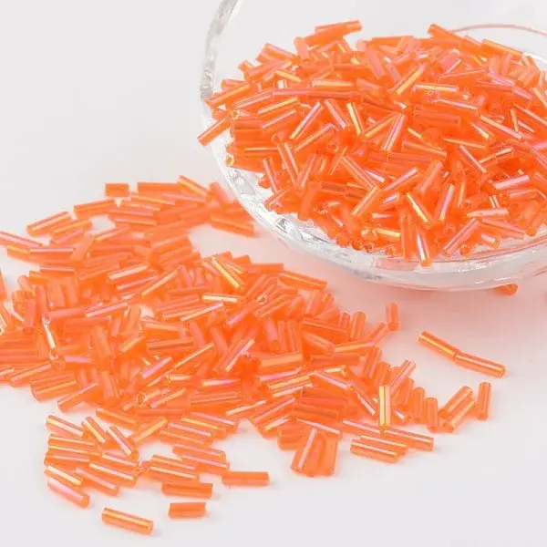 Transparent Colours Rainbow Glass Bugle Beads