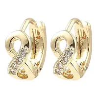 Brass Micro Pave Cubic Zirconia Hoop Earrings