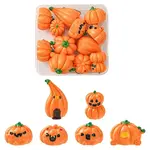 12Pcs 6 Styles Autumn Opaque Resin Pumpkin Cabochons