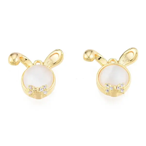 Brass Micro Pave Clear Cubic Zirconia Charms