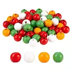 200Pcs 4 Colors Painted Natural Wood Beads