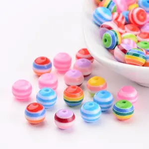 Round Resin Stripe Beads