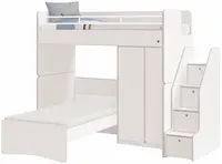 Patrová postel se skříní a schůdky pure modular - bílá