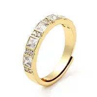 Clear Cubic Zirconia Rectangle Adjustable Ring