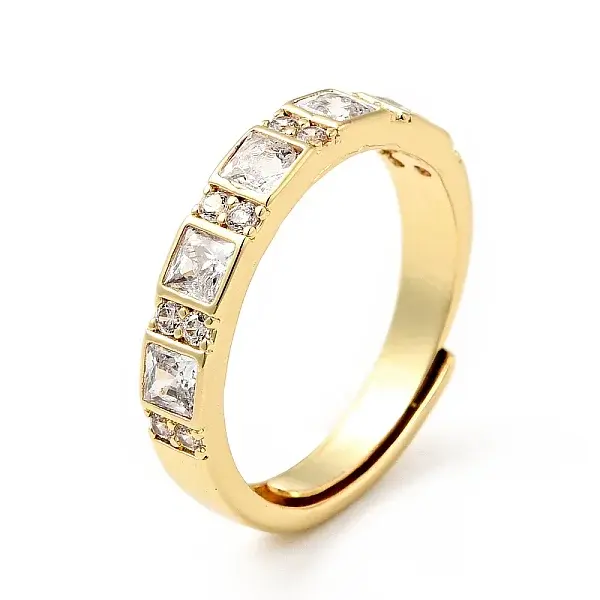 Clear Cubic Zirconia Rectangle Adjustable Ring