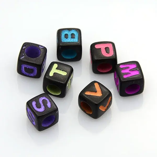Solid Color Initial Acrylic Beads