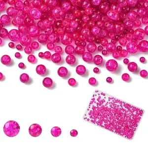 400Pcs 4 Styles Spray Painted Crackle Glass Beads