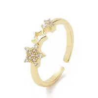 Clear Cubic Zirconia Hollow Out Star Open Cuff Ring