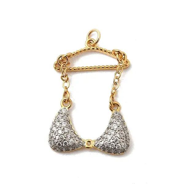 Brass Micro Pave Clear Cubic Zirconia Clothes Pendants