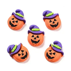 Pumpkin with Hat Opaque Resin Cabochons