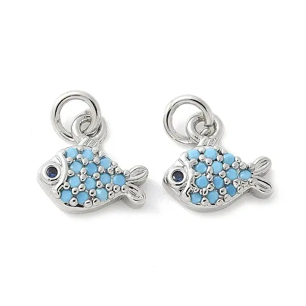 Brass Micro Pave Cubic Zirconia Pendants