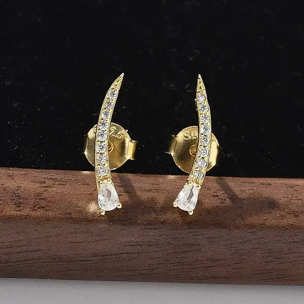 925 Sterling Silver Clear Cubic Zirconia Stud Earrings