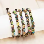 Dyed Natural Imperial Jasper Beads Braided Bead Bracelets for Men Women