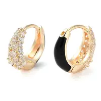 Brass Micro Pave Clear Cubic Zirconia Hoop Earrings for Women