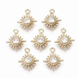 Brass Micro Pave Cubic Zirconia Charms