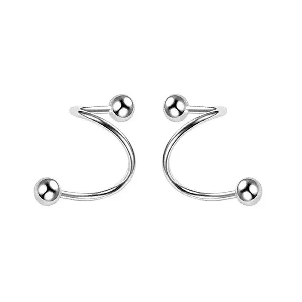 S925 Silver Heart Star Round Bead Hoop Earrings Five-pointed Star S-shaped Earrings