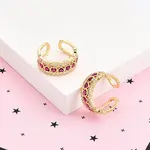 Brass Micro Pave Cubic Zirconia Cuff Rings for Women