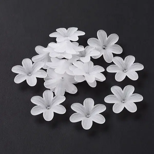 6-Petal Transparent Acrylic Bead Caps